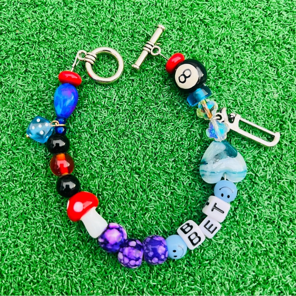 (BET) Custom Bracelet 7.75 Kandi Rave Toggle Clasp